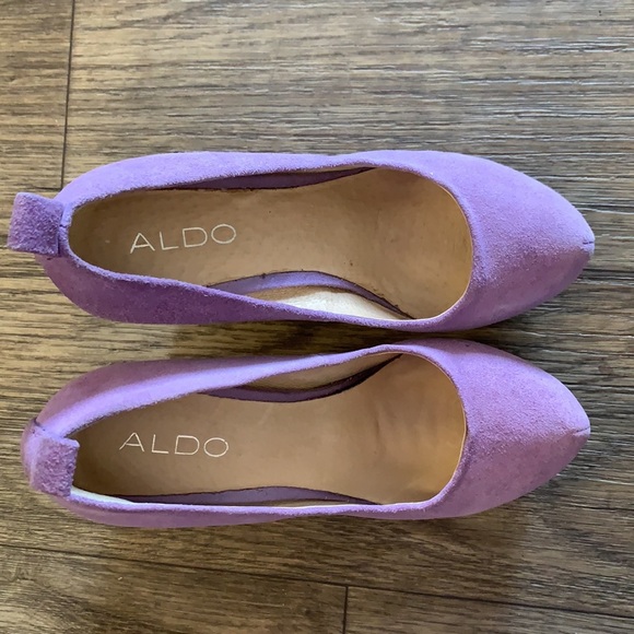 Aldo Purple Leather Platform Wedge - Picture 2 of 5